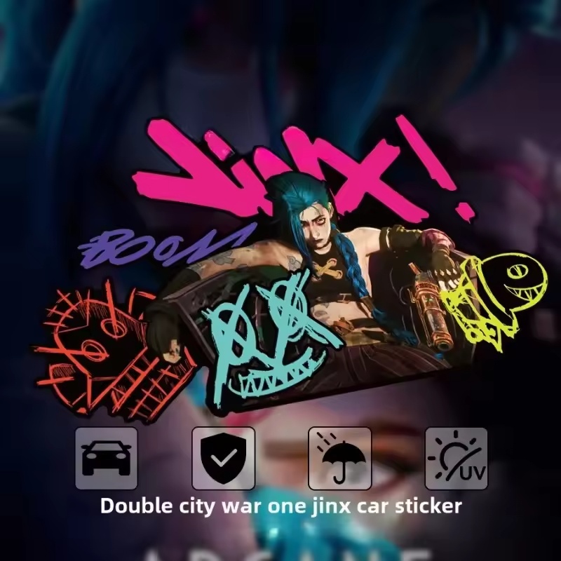 Car Accessories Sticker - Arcane Jinx Graffiti Reflective Car Sticker