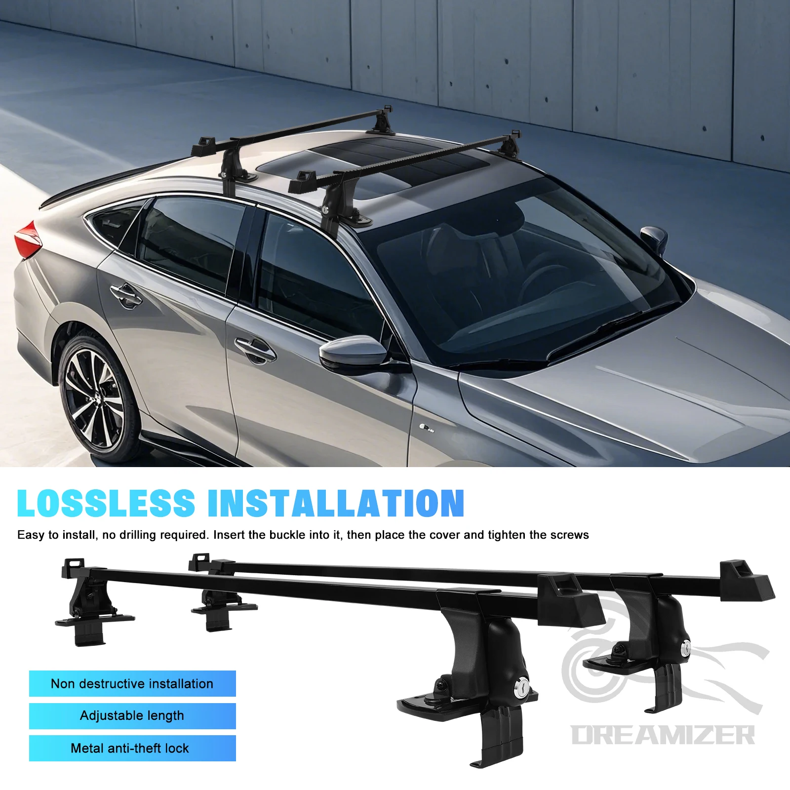 Car Roof Rack Cross Bar - 1 Pair Universal 54 inch Vehicle