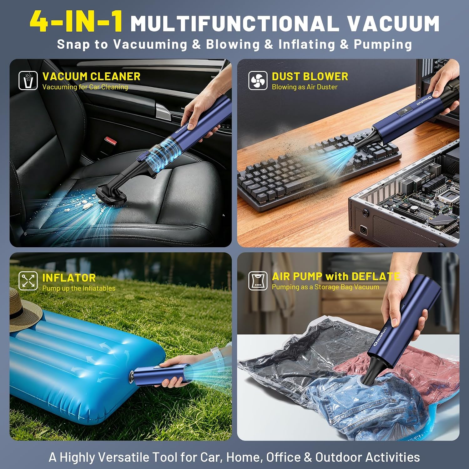 19500Pa 4-in-1 Cordless Vacuum - đánh giá và giá Car Vacuum Cleaner